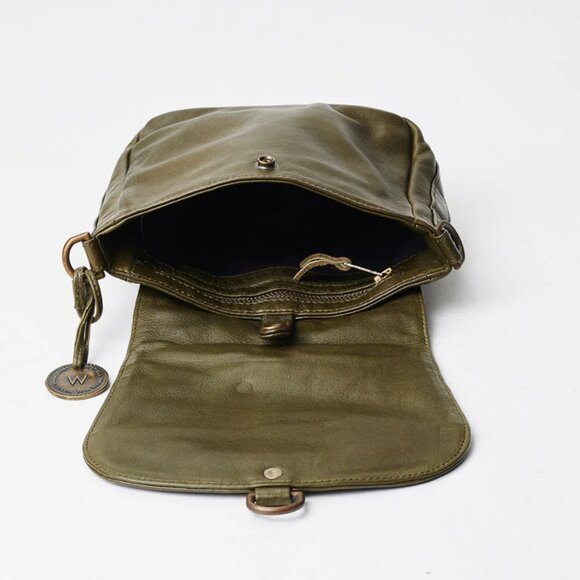 Leather Crossbody Bag in Olive: The Salzburg - Picture 2 of 4